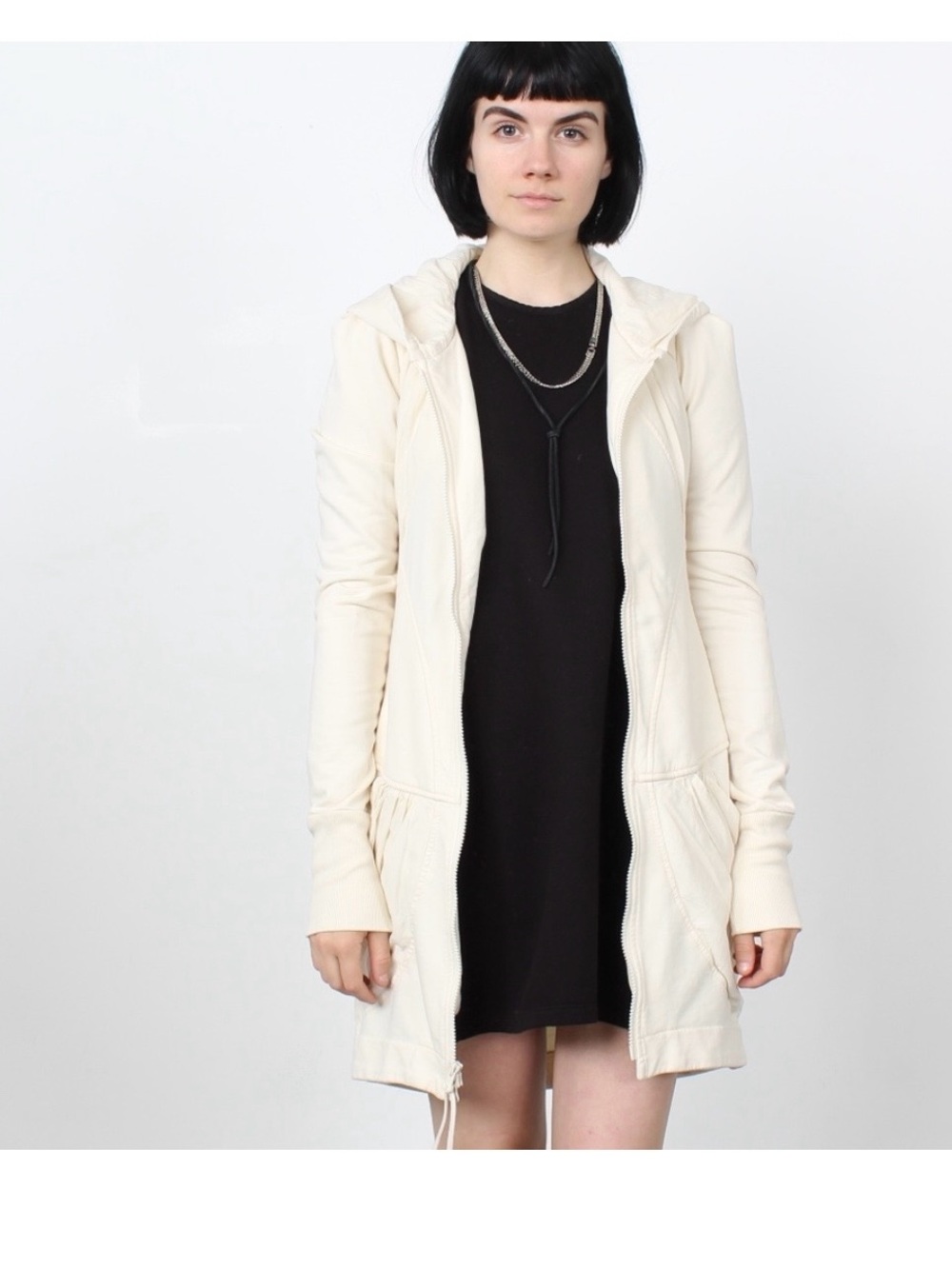 Prairie Underground Guinevere Cream Hooded Longline Zip Jacket XS